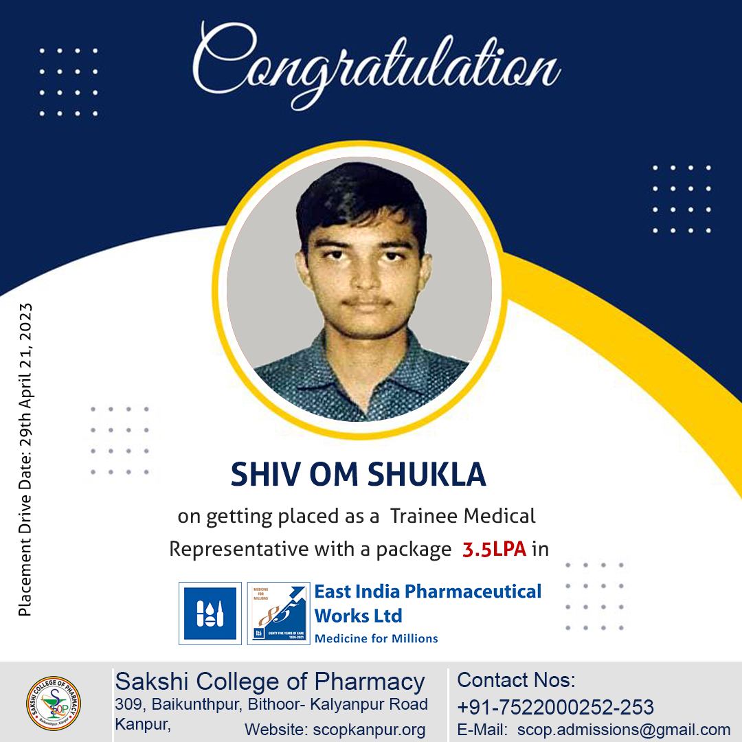 Placement of Shiv Om Shukla