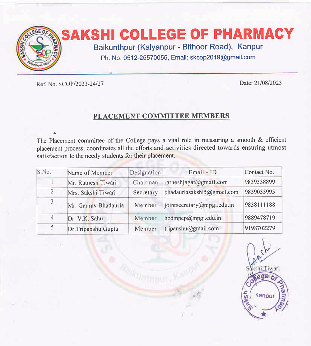 Placement Committee - Sakshi Group of Institutions